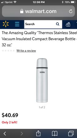 Thermos Vacuum Insulated 32 oz Stainless Steel Compact Beverage