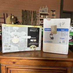 32” Minuet II 32” Ceiling Fan And Thomas Lighting Outdoor Wall Sconce 