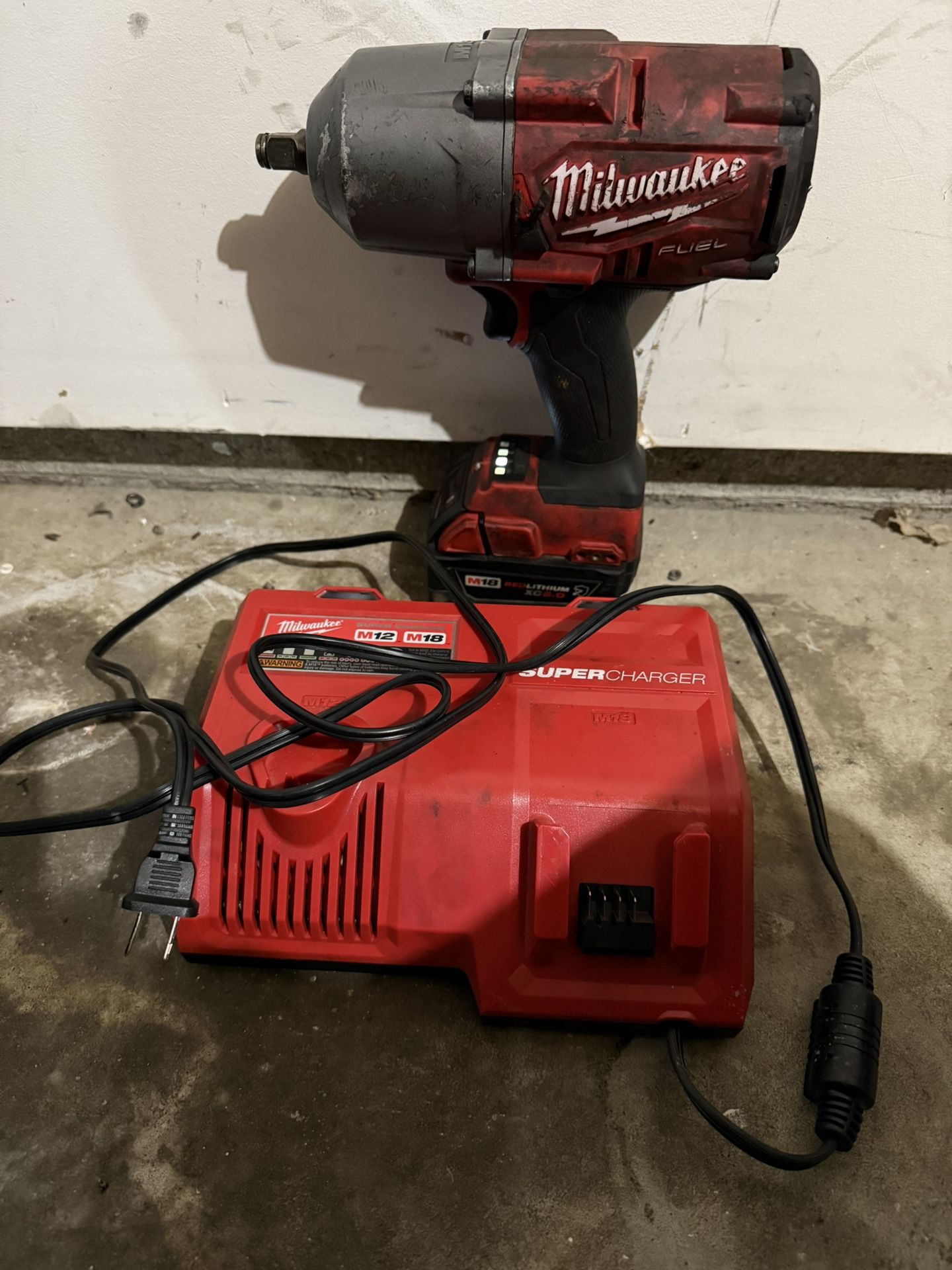 Milwaukee 1/2 Impact, XC5.0 Battery + Supercharger Combo