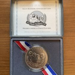 1991 Mt Rushmore Silver Dollar