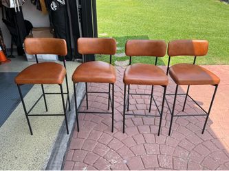 4 Maison Leather Stools 30 inch