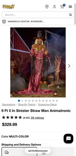 9 Ft 5 In Sinister Straw Man Animatronic.  (New)
