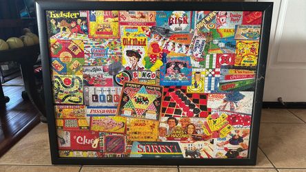 Framed Classic Board Games Collage Puzzle