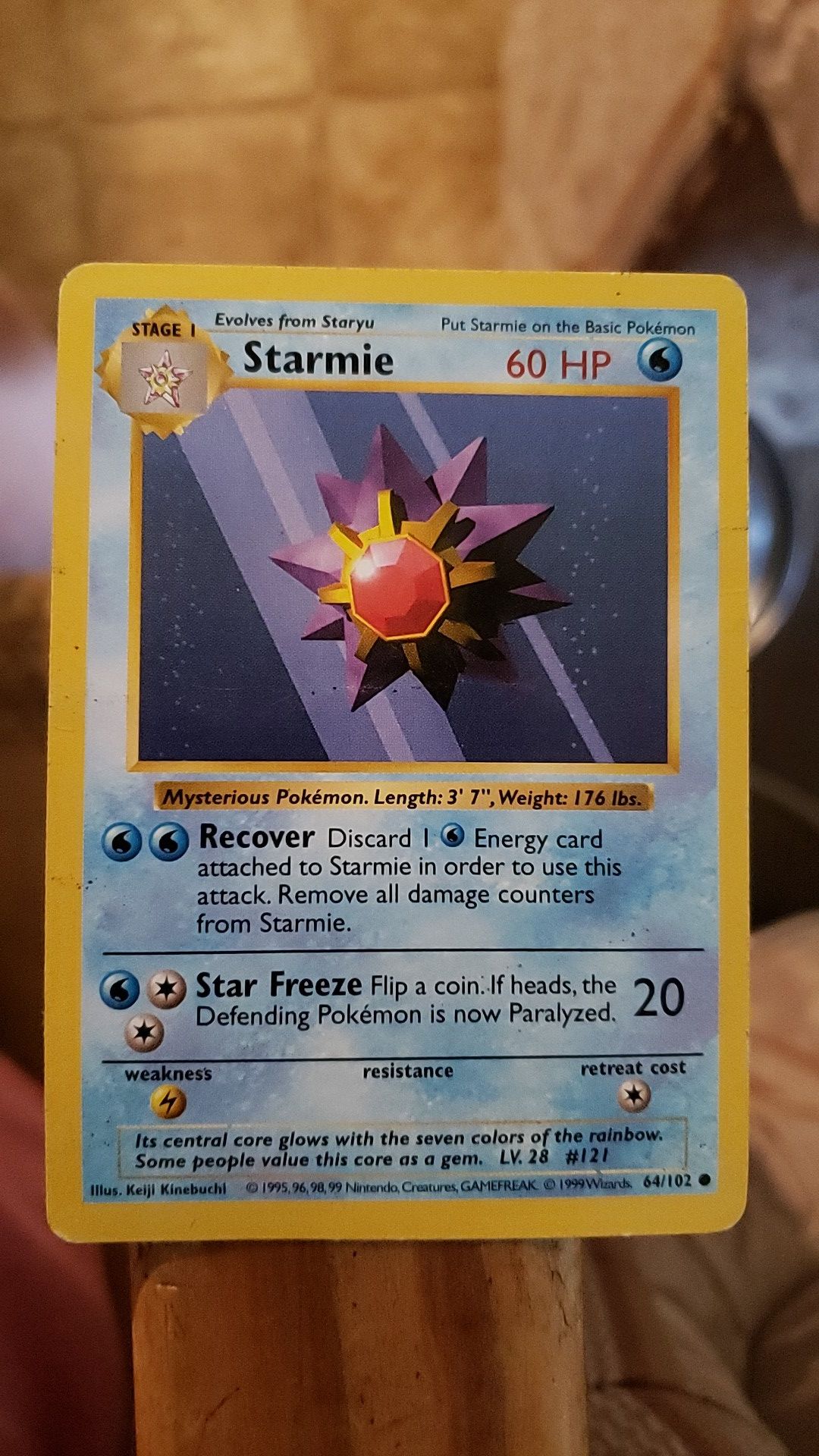 Rare edition of Pokemon Card of Starmie 1995