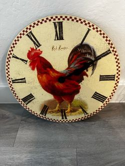 Rooster clock, 12 inches in diameter