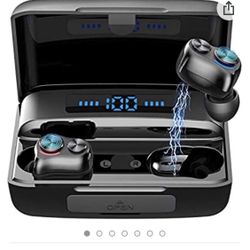 Wireless Earbuds-5.0 Bluetooth Earphones w/Super Charging Case as Power Bank in-Ear Stereo Sports Headsets w/Mic Binaural Calls, 40H Play