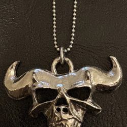 Unisex Danzig Bull Horned Skull Pendant Necklace 