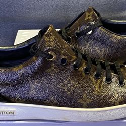 Louis Vuitton LV Brown Monogram Canvas Leather Frontrow Sneakers Women Sz 10