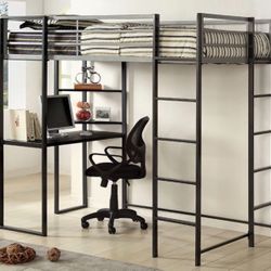 Full Bunk Bed Frame W/ Desk Brand New In Box 