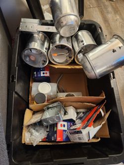 Tub of electrical (can lights,  electrical boxes, etc)