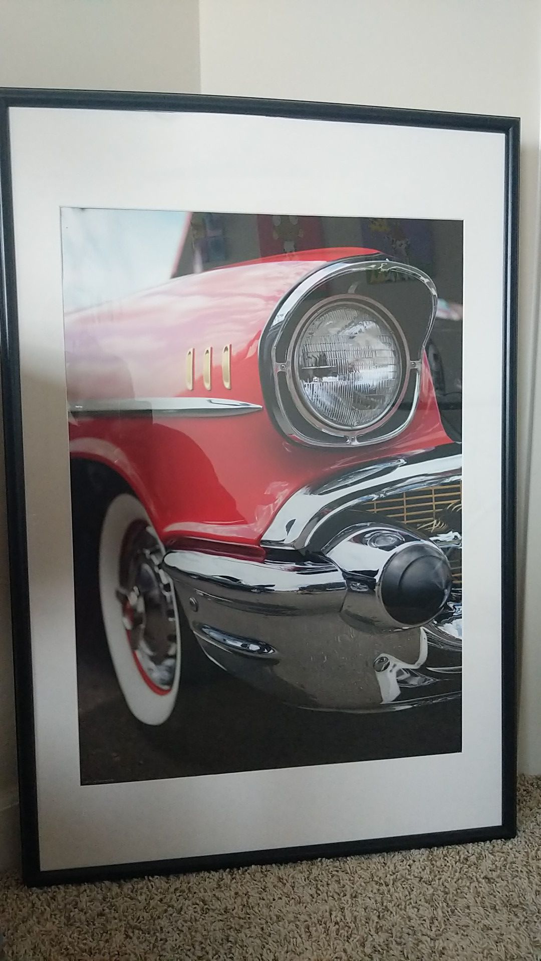 Vintage car poster in a hanging
