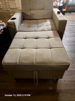 ONE LEFT!  Wide Convertible Chair 3-In-1 Pull Out Sleeper Futon Chair Beds/USB