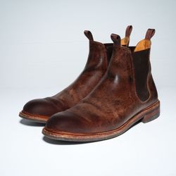 Meermin Brown Waxy Kudu Chelsea Boots 10uk
