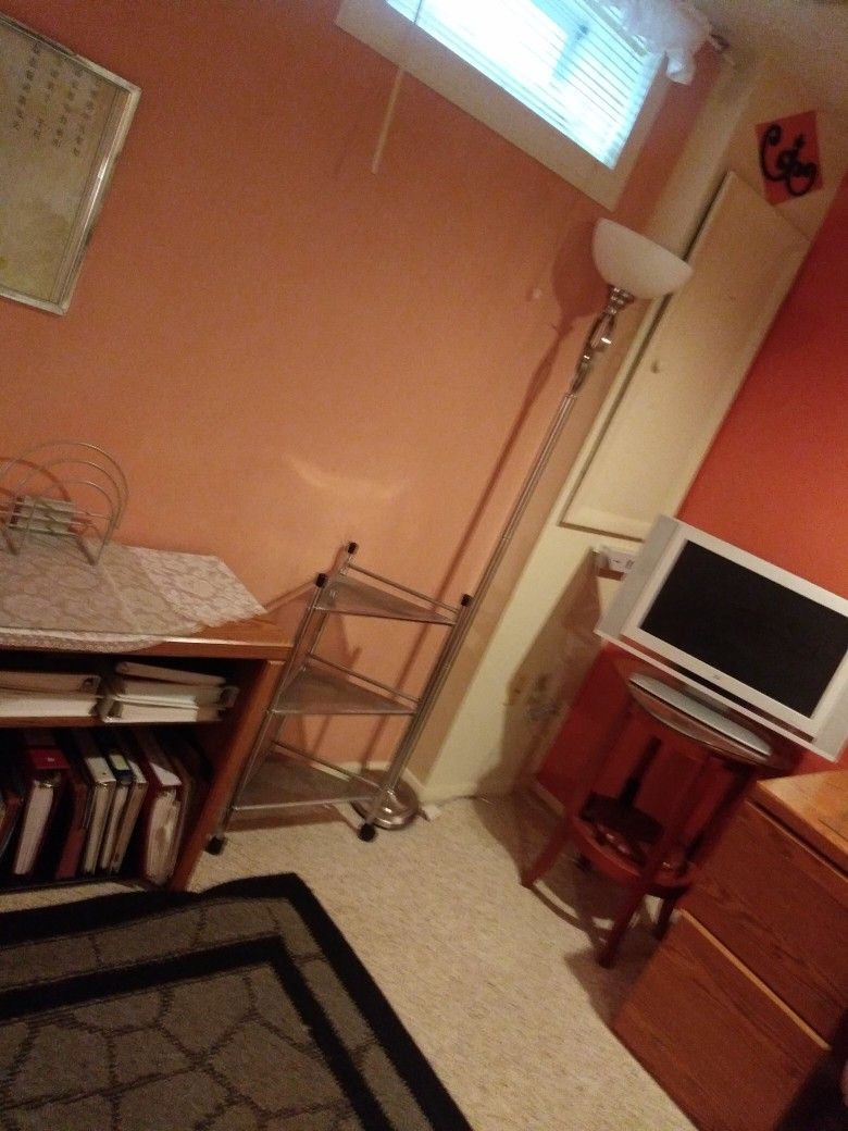 Silver Floor Lamp And Mini Shelves