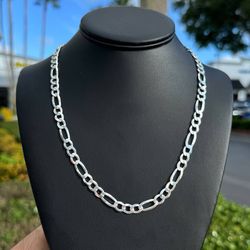 New Jewelry .925 sterling silver Figaro link chain necklace 20” 7.00mm
