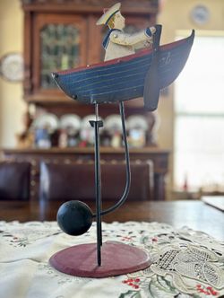 Vintage Cast Iron Rowboat Sailor