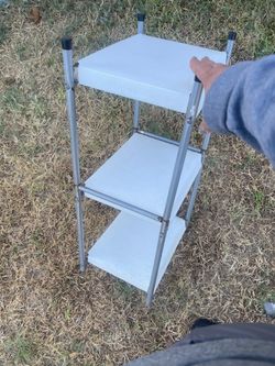 3-Tier Metal and White Shelf Unit