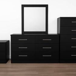 Dresser With Mirror, Chest And One Nightstand 