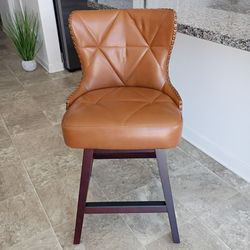 LueBona Zora Series, From Home Depot, Whiskey Brown Faux Leather Swivel Barstool, Only One Chair