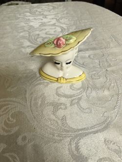 Vintage Betty Grable Yellow Lady Head Vase