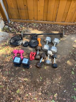Mixed Dumbbell and Weight Set with Barbell