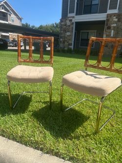 Vintage Rattan & Chrome Accent Chairs – Set of 2