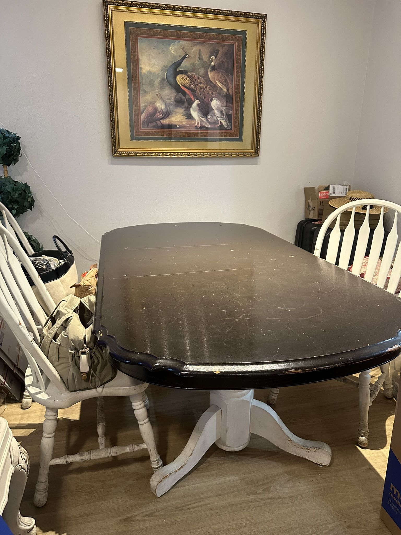 Solid Wood Extendable Dining Table with 4 Chairs