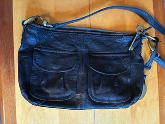 Leather Fossil Shoulder Bag - black