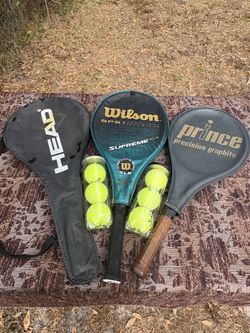 3 Tennis Rackets & New Balls