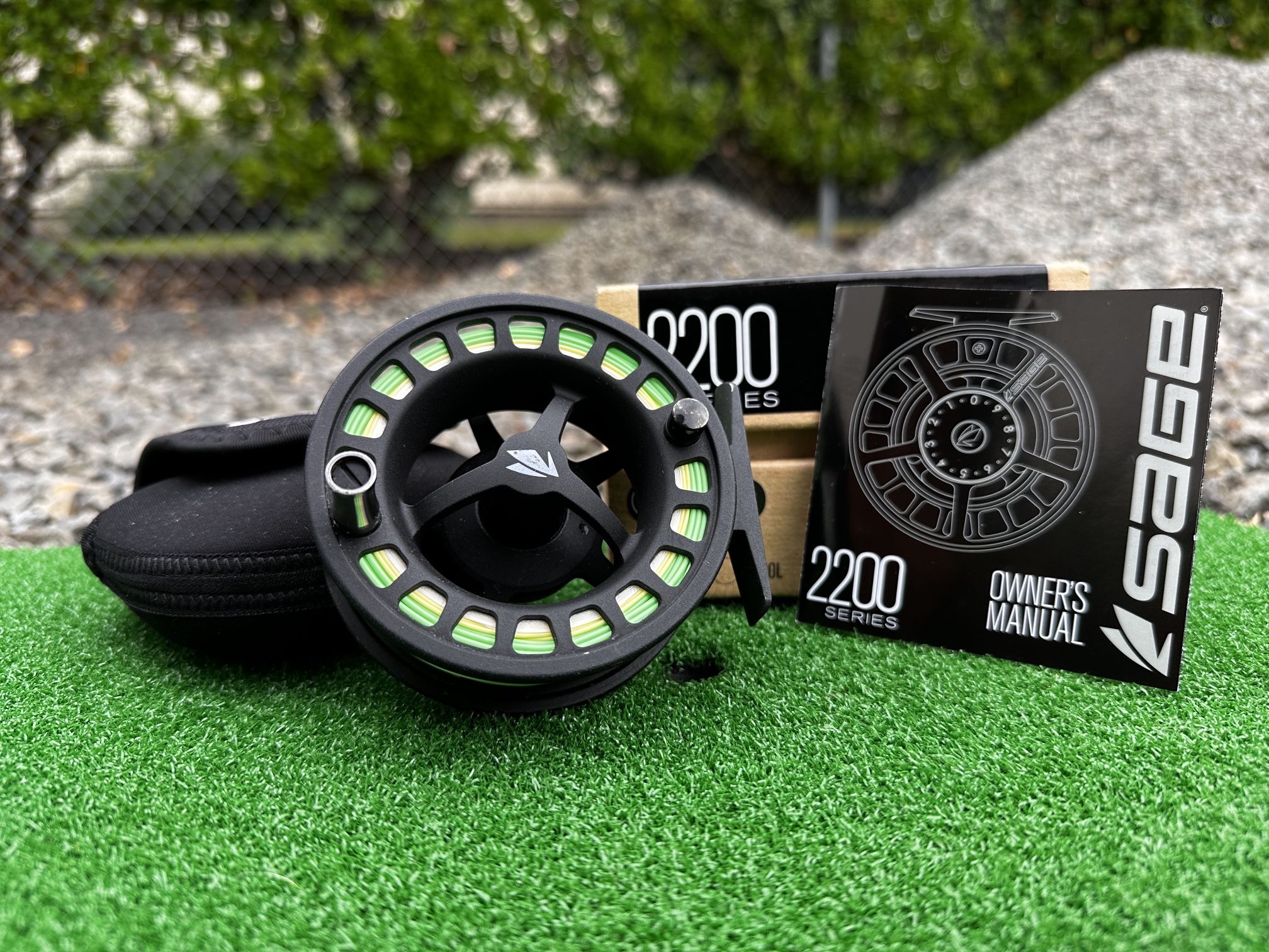 Sage 2250 5wt fly reel with Rio Gold Fly Line and box and pouch