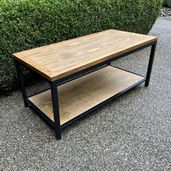 Two Tier Wood and Metal Coffee Table