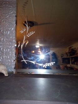 1940's Frameless Beveled Etched Mirror