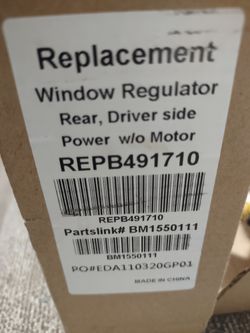 Driver Side Rear Window Regulator-, OBO