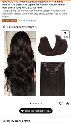 Dark Brown Clip in extensions 20”