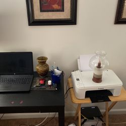 Desk, Lap top Cannon printer