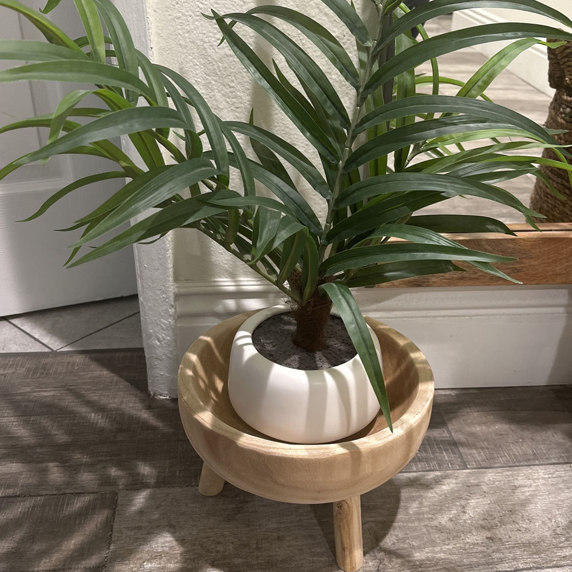 Faux palm tree with vase 