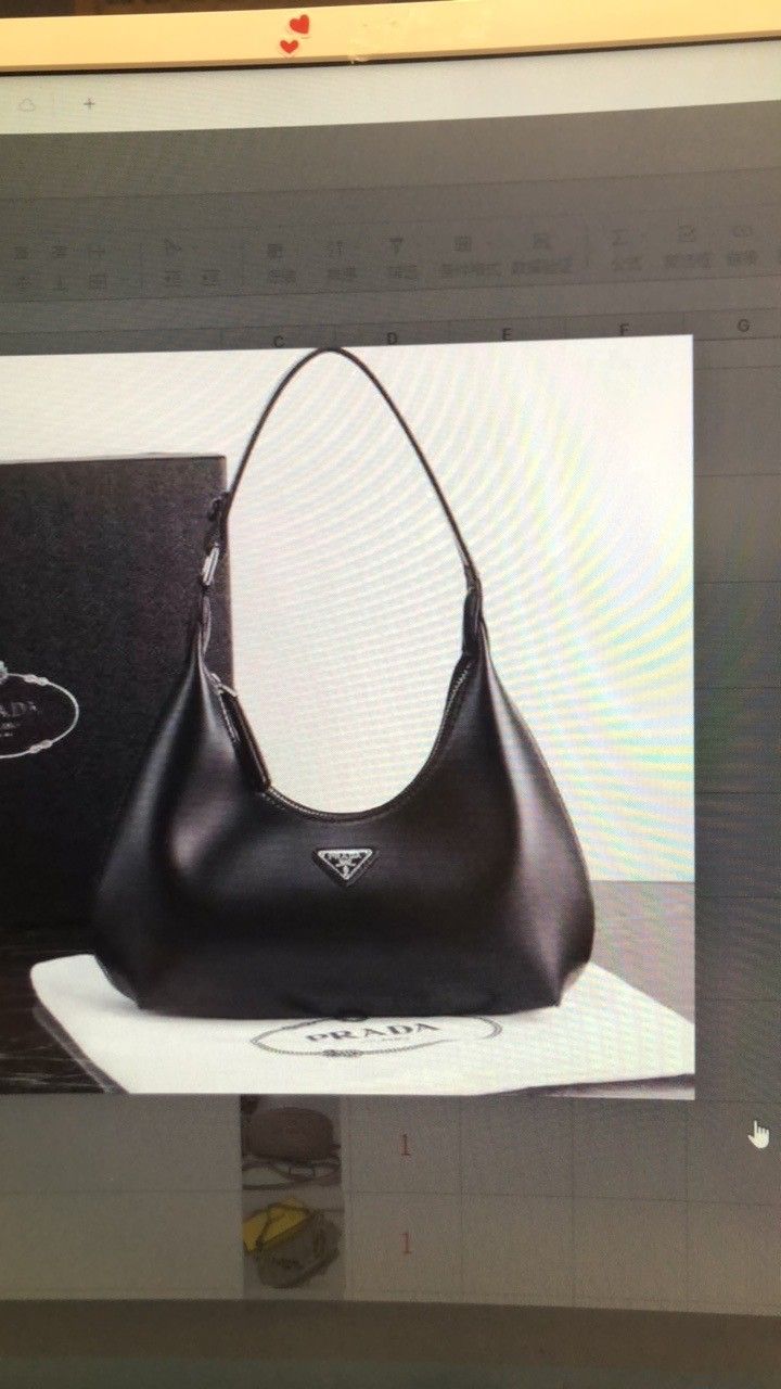 Ladies Prada Black Leather Hobo Bag
