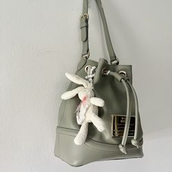 Moschino Gray Leather Bucket Bag