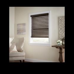 Espresso Cordless Premium Faux Wood Blinds With 2.5 In. Slats - 47 In. W X 64 In. L (Actual Size 46.5 In. W X 64 In. L), Br