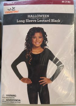 Girls' Halloween Black Long Sleeve Leotard Size M (7/8)