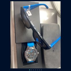 MVMT Raptor Blue Shock Watch And Sunglasses Set