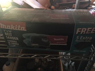 Makita 3 x 18 belt sander Brand New w/ 5 extra belts