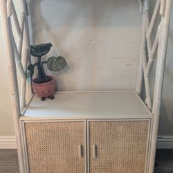 Boho Rattan Accent Cabinet with Shelf – Vintage Cane Doors