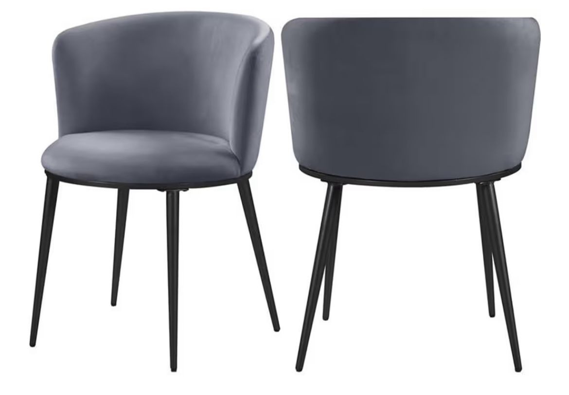 Juego de 4 Sillas Modernas de Comedor – Terciopelo Gris & Patas Negro Mate
