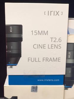 Irix 15mm T2.6 Cine lens Ultra HD 8K ready optics with EF or RF adapter
