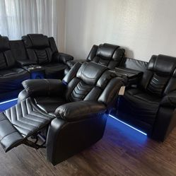 3pc Recliner With Speakers With Led 