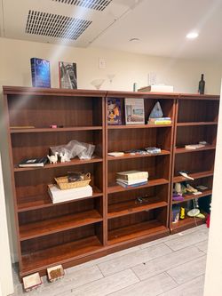Set of 3 Large Matching Wood Bookshelves / Bookcases – 6 Ft Tall