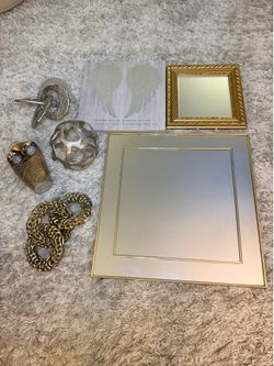 Modern Glam Home Decor Bundle – Gold Silver Mirror, Wall Decor & Accent Pieces