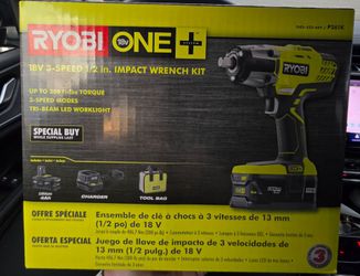 RYOBI
ONE+ 18V Cordless 3-Speed 1/2 in. Impact Wrench Kit with (1) 4 Ah Battery, Charger and Bag