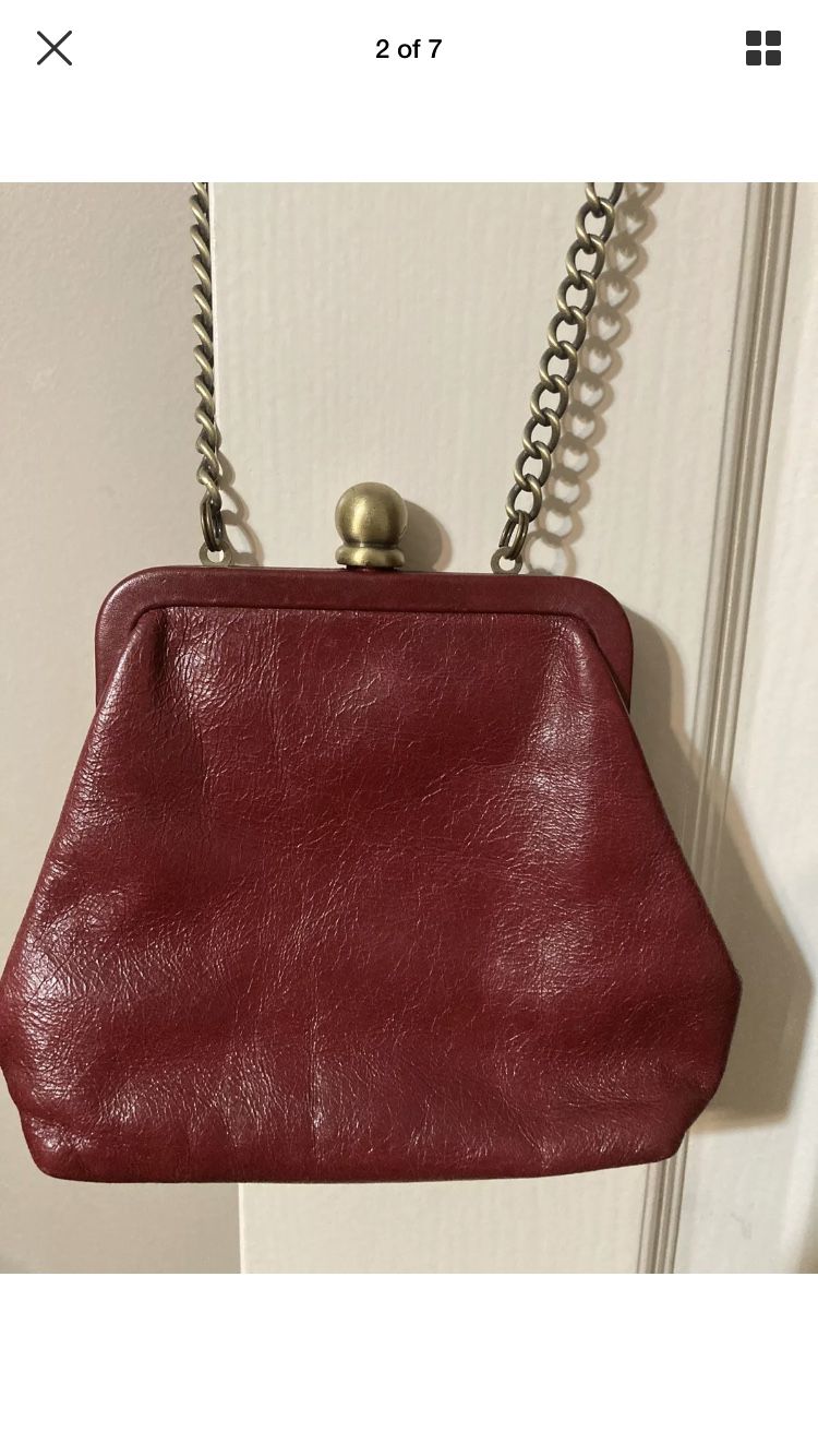 Hobo International Small Red Leather Purse Bag Chain Shoulder Strap